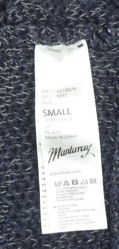 Mantaray Men’s Blue Cotton Full Zip Chunky Knit Jumper Size S