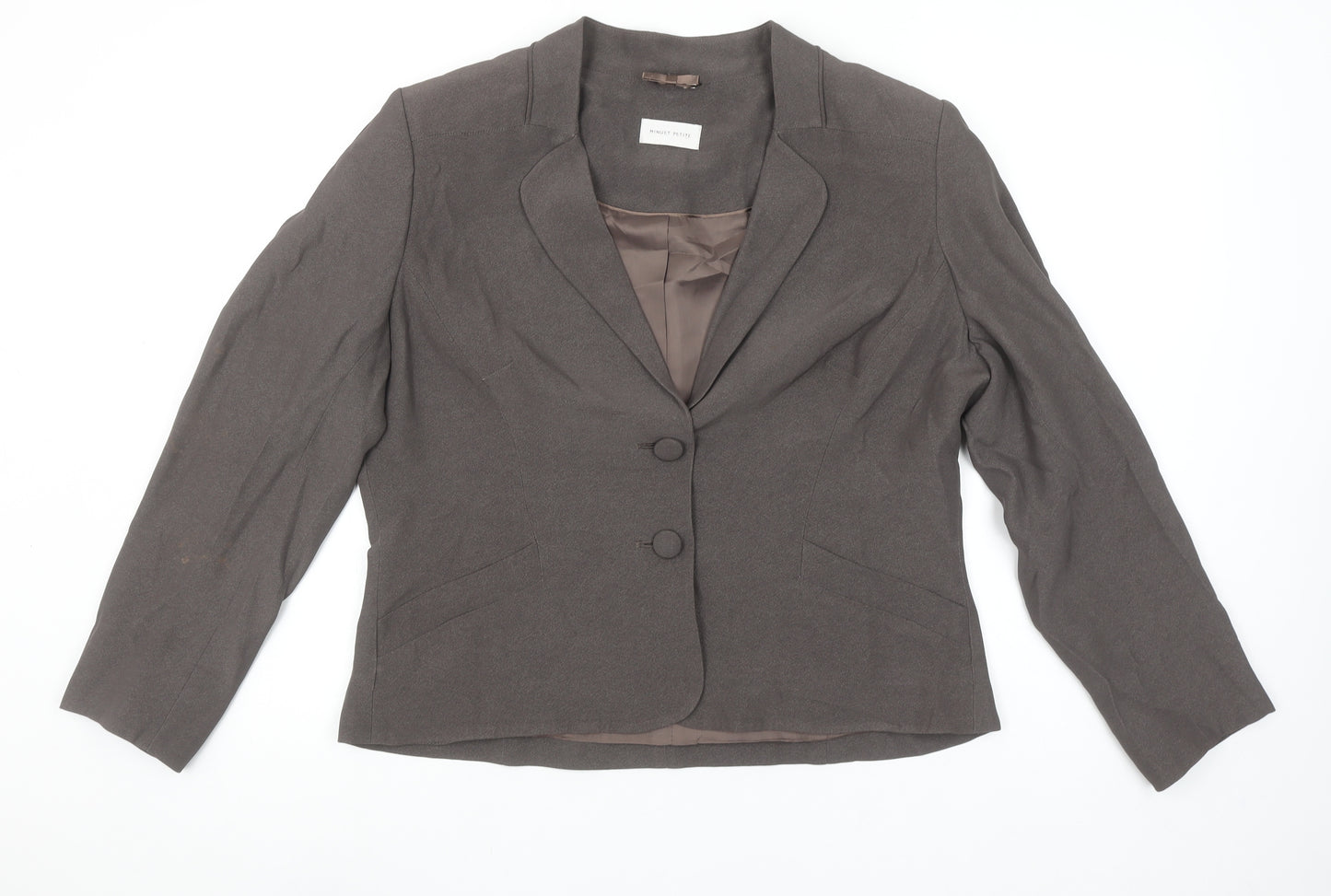 Minuet Petite Women's Brown Single-Breasted Blazer UK 16