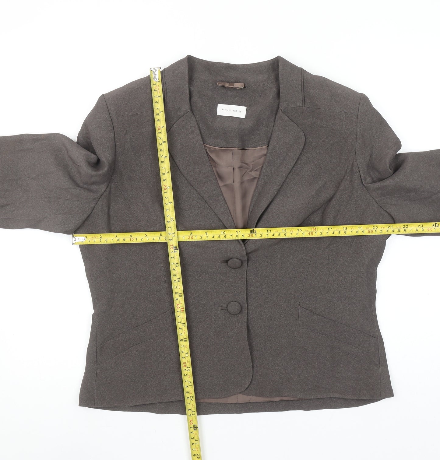 Minuet Petite Women's Brown Single-Breasted Blazer UK 16