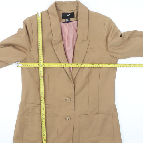 H&M Women's Brown Tailored Blazer Size 12 Regular Fit Two-Button Jacket