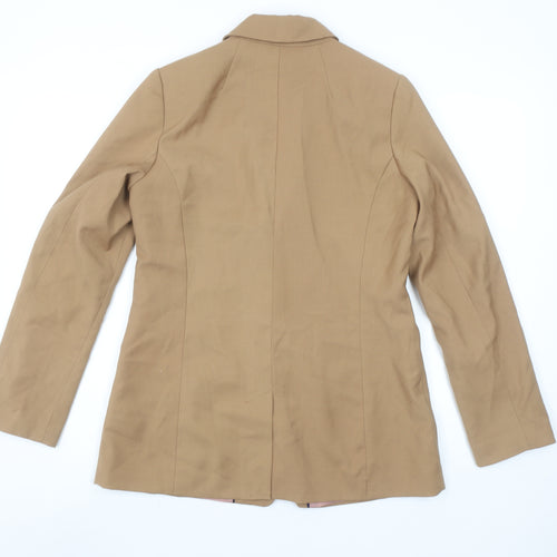 H&M Women's Brown Tailored Blazer Size 12 Regular Fit Two-Button Jacket