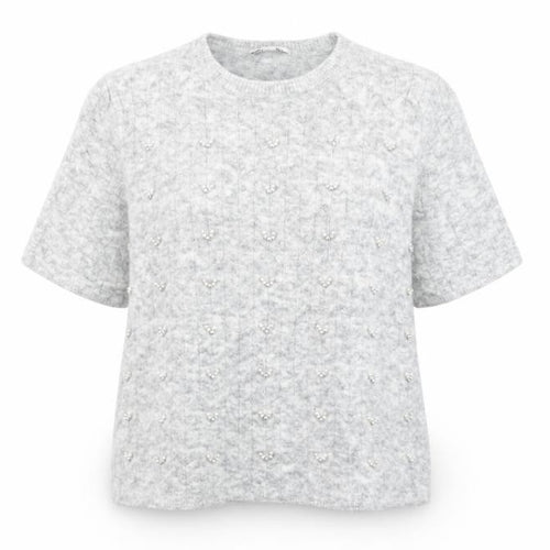Marks and Spencer Women’s Grey Beaded Knit Short Sleeve Jumper Size L