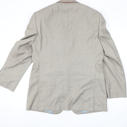 Magee Men's Beige Striped Wool Blazer Jacket 40R Classic Fit