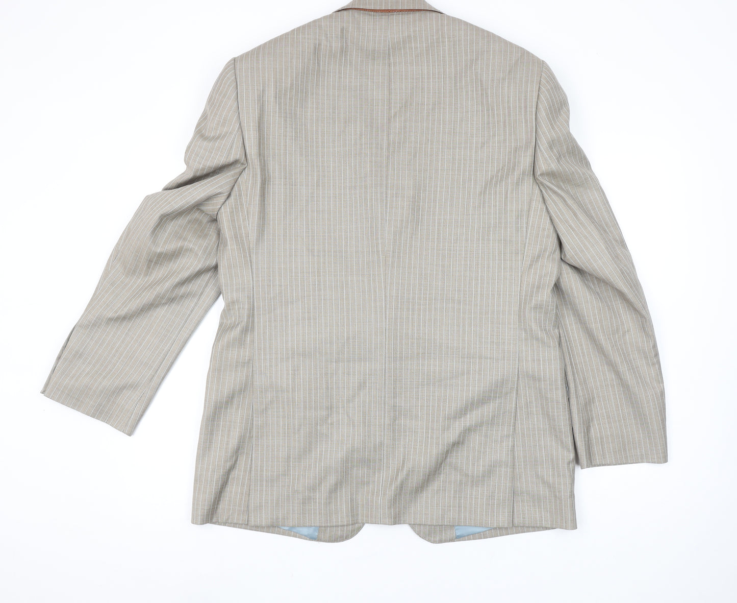 Magee Men's Beige Striped Wool Blazer Jacket 40R Classic Fit