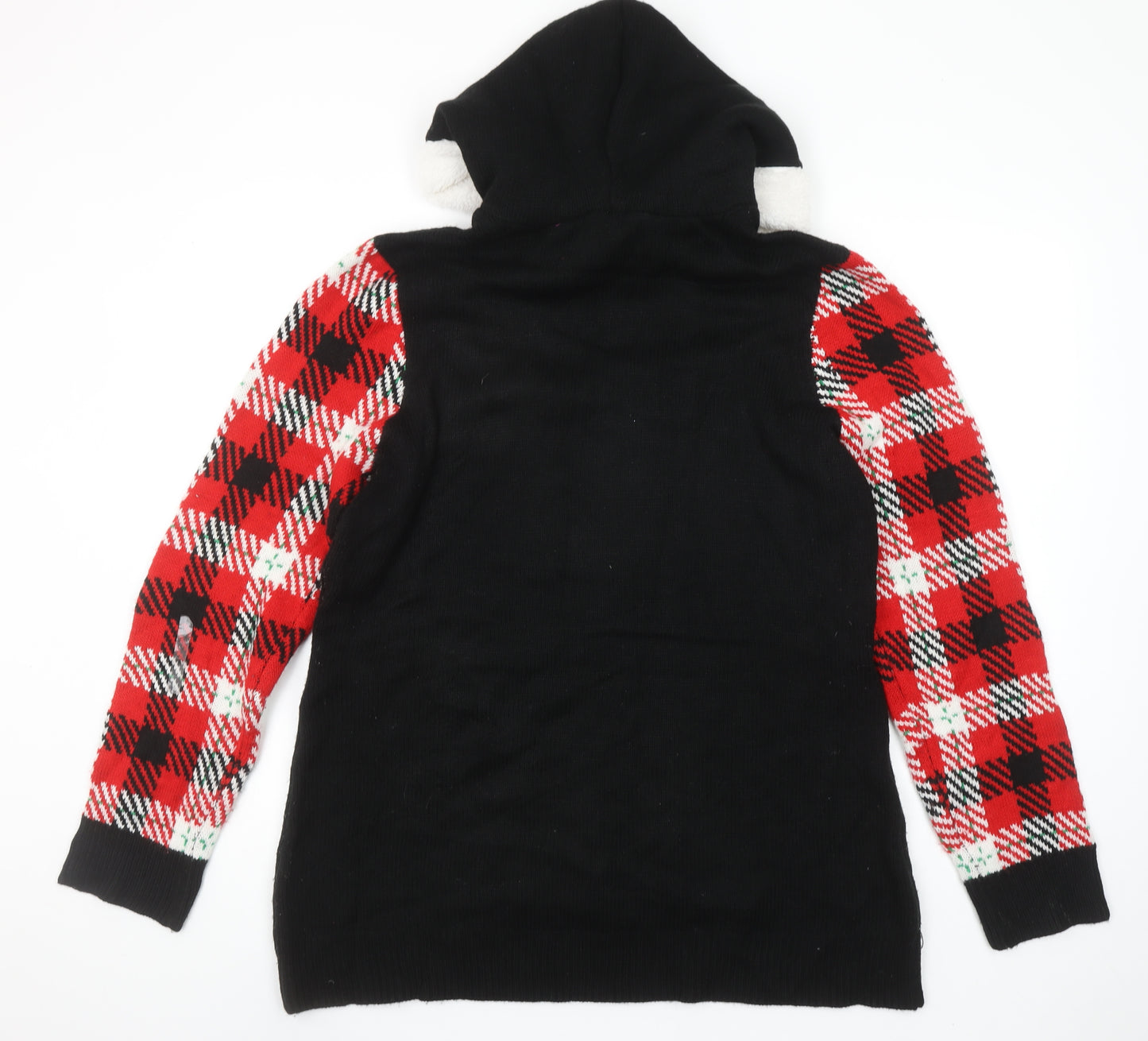 No Boundaries Womens Black 3XL Hooded Christmas Jumper with Reindeer Design