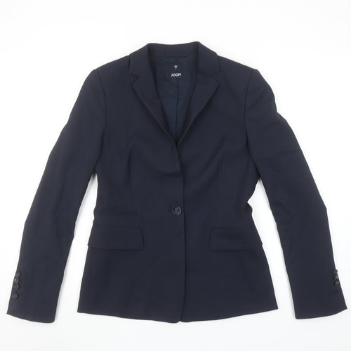 JOOP! Women's Blue Wool Blend Slim Fit Single-Breasted Blazer Size 8