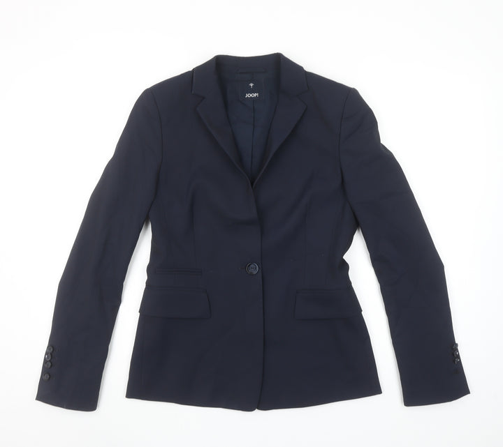 JOOP! Women's Blue Wool Blend Slim Fit Single-Breasted Blazer Size 8