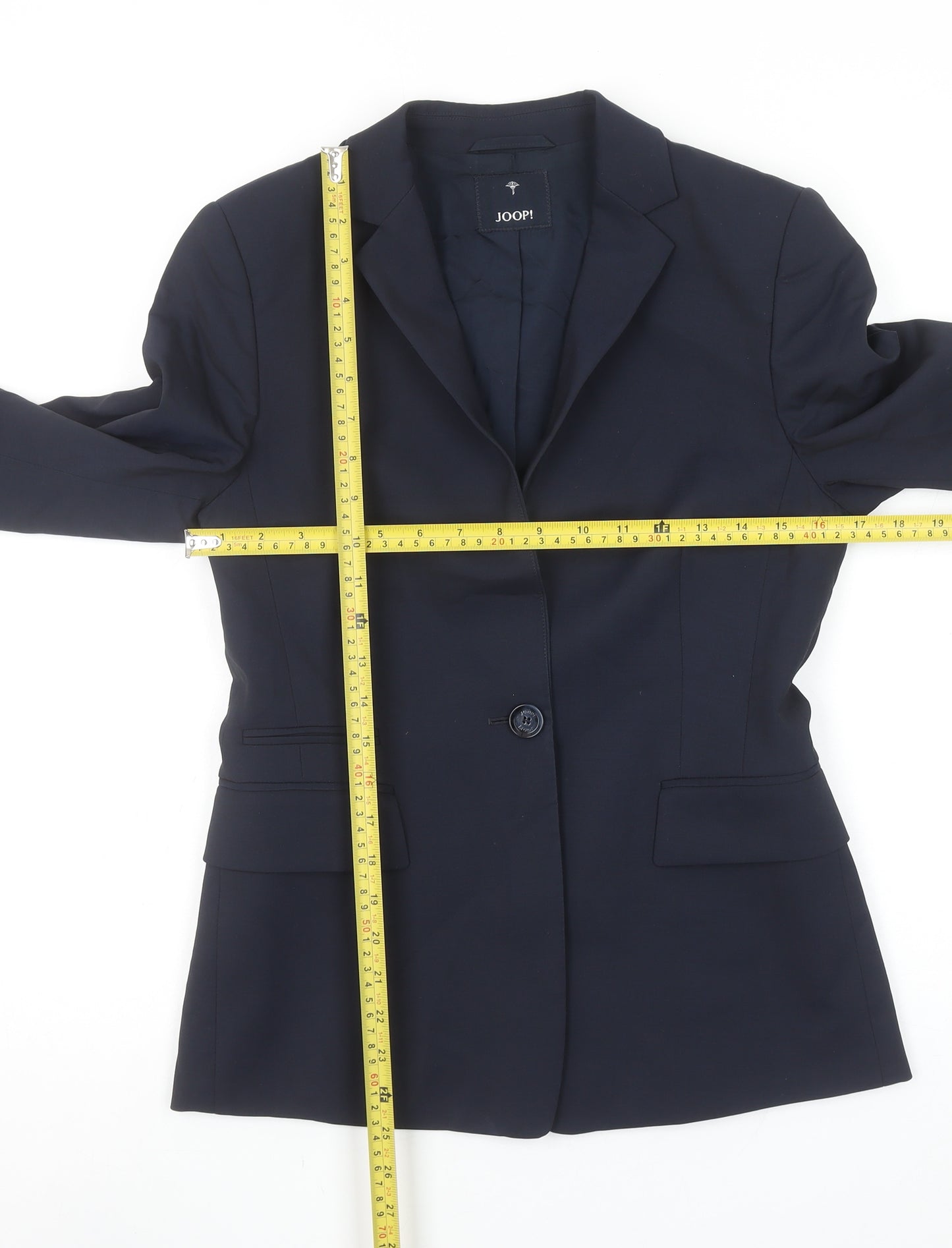 JOOP! Women's Blue Wool Blend Slim Fit Single-Breasted Blazer Size 8