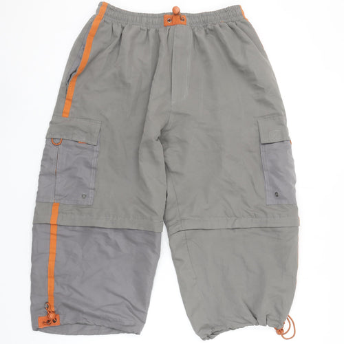 CS701 Men's Grey Cargo Shorts 2XL Polyester Elastic Waist Outdoor