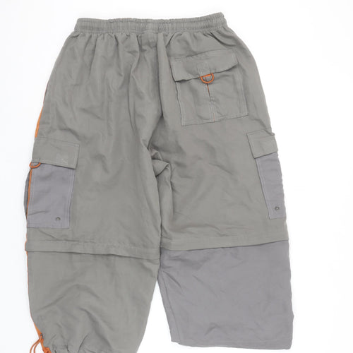CS701 Men's Grey Cargo Shorts 2XL Polyester Elastic Waist Outdoor