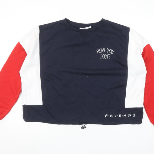 Primark Friends Navy Red Colourblock Women's XL Pullover Sweatshirt