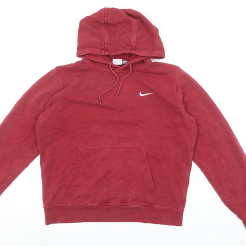 Nike Men's Red Pullover Hoodie M Regular Fit Fleece Sportswear