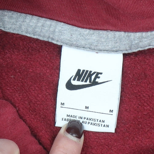 Nike Men's Red Pullover Hoodie M Regular Fit Fleece Sportswear
