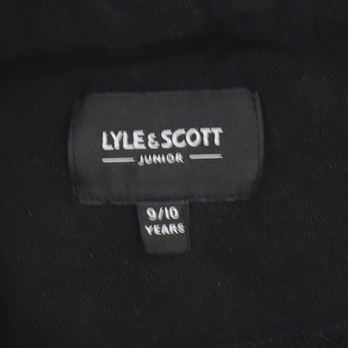 Lyle & Scott Boys Black Hoodie 9-10 Years Cotton Blend Pullover