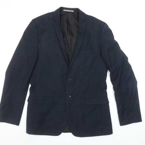 Red Herring Men's Blue 40L Long Regular Fit 2-Button Blazer Jacket