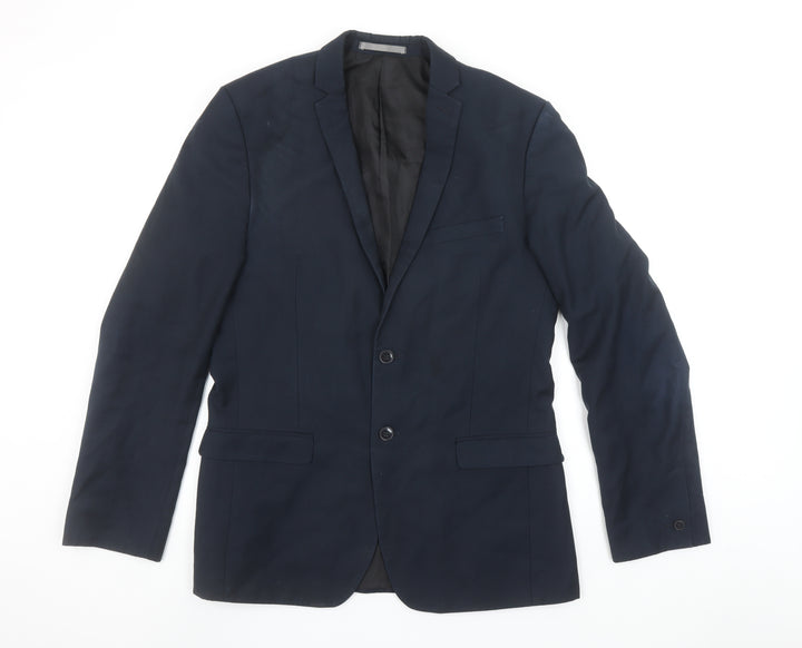Red Herring Men's Blue 40L Long Regular Fit 2-Button Blazer Jacket