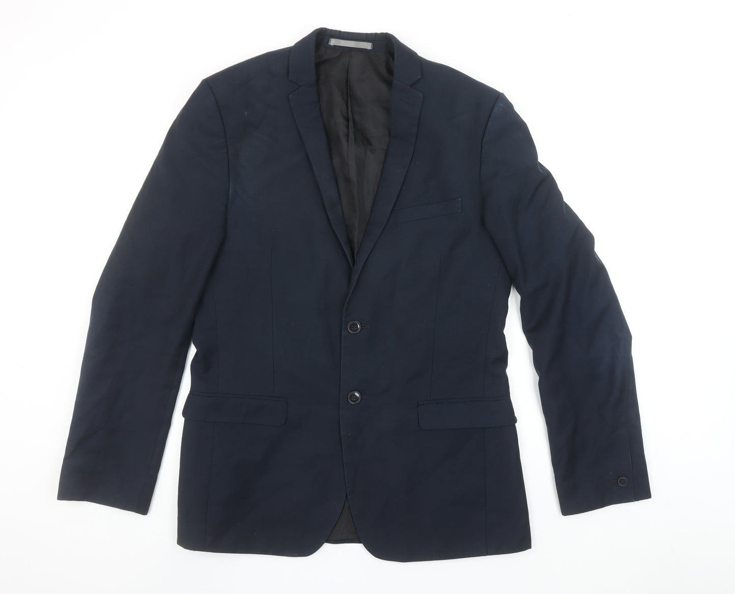 Red Herring Men's Blue 40L Long Regular Fit 2-Button Blazer Jacket