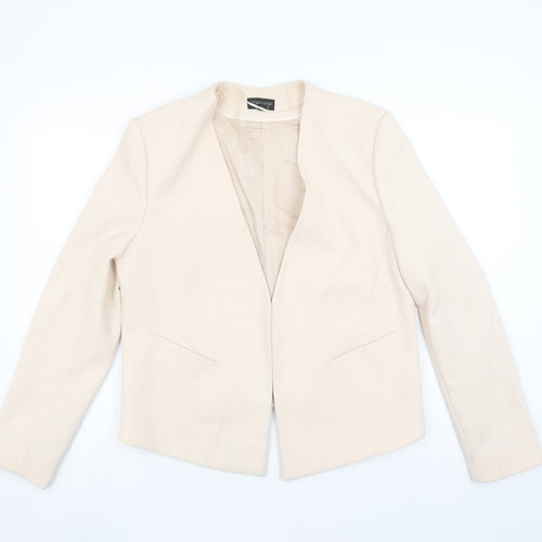 Topshop Women Beige Suit Jacket UK 16 Tailored Blazer Lined