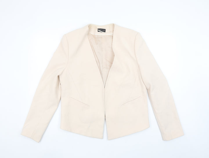 Topshop Women Beige Suit Jacket UK 16 Tailored Blazer Lined