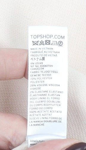 Topshop Women Beige Suit Jacket UK 16 Tailored Blazer Lined