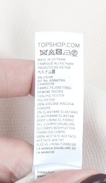 Topshop Women Beige Suit Jacket UK 16 Tailored Blazer Lined