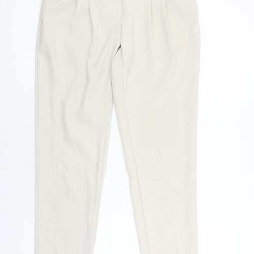 Mango Women Beige Tapered Pleated Trousers Size 6