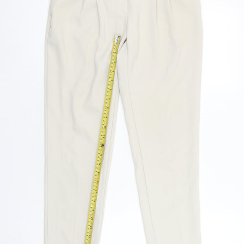 Mango Women Beige Tapered Pleated Trousers Size 6