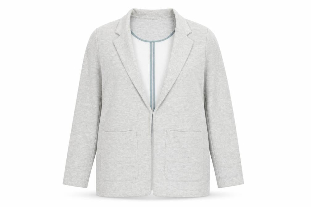 Front view of Next Women's Grey Jersey Blazer Jacket, size 16, Regular Fit