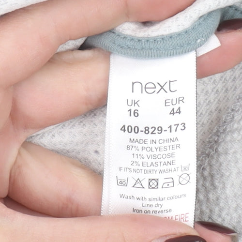 Next Women's Grey Jersey Blazer Jacket Size 16 Regular Fit
