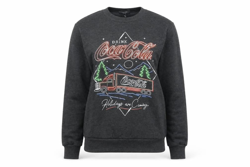 Front view of Primark Coca-Cola Christmas Sweatshirt Women XS Grey Pullover