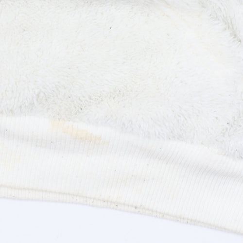 boohooMAN Men's White Fleece Pullover Hoodie M Cartoon Graphic
