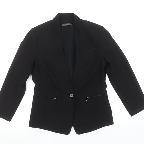 Esprit Women's Black Shawl Lapel Blazer UK 8 Slim Fit Tuxedo Jacket