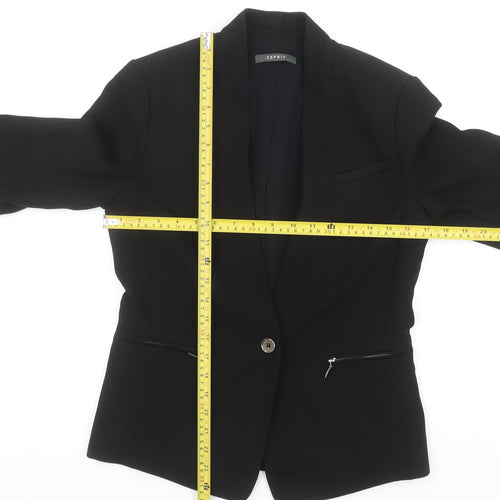 Esprit Women's Black Shawl Lapel Blazer UK 8 Slim Fit Tuxedo Jacket
