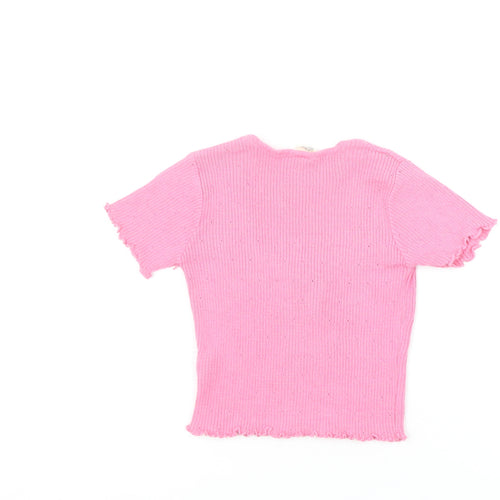 Urban Outfitters Women's Pink XS Cropped Knit Tie Front Top