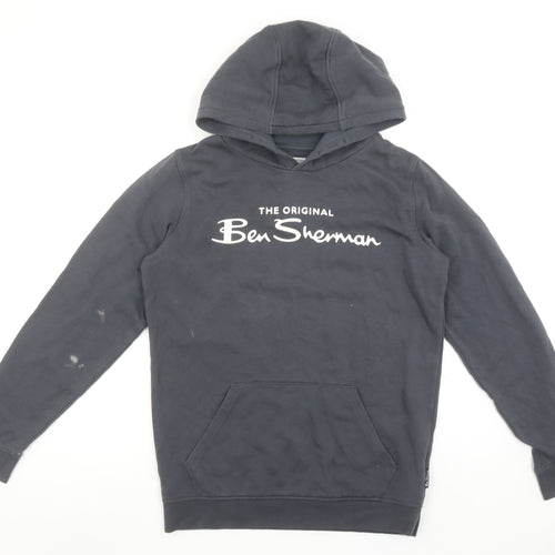 Ben Sherman Boys Black Pullover Hoodie 12-13 Years Cotton Logo Design