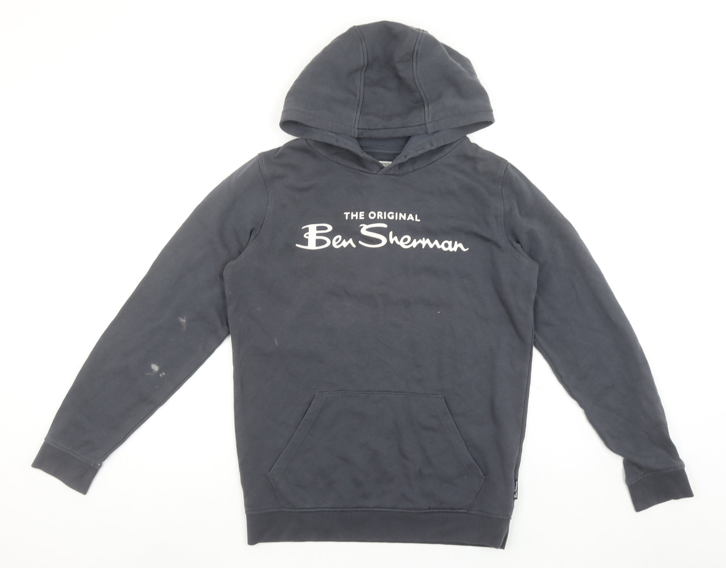 Ben Sherman Boys Black Pullover Hoodie 12-13 Years Cotton Logo Design