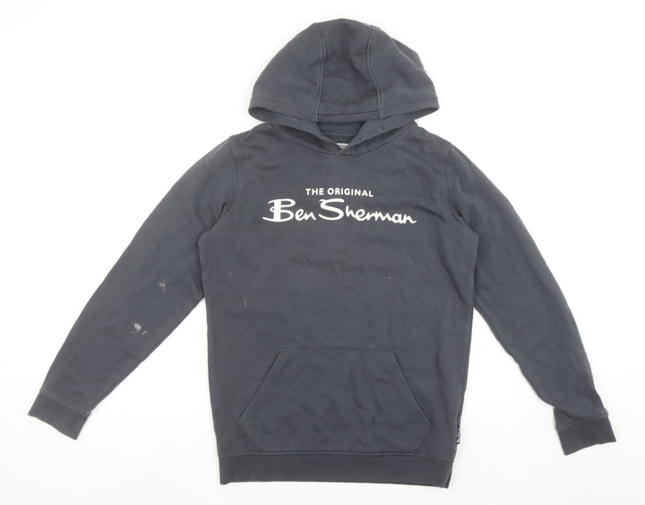 Ben Sherman Boys Black Pullover Hoodie 12-13 Years Cotton Logo Design