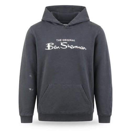 Ben Sherman Boys Black Pullover Hoodie 12-13 Years Cotton Logo Design