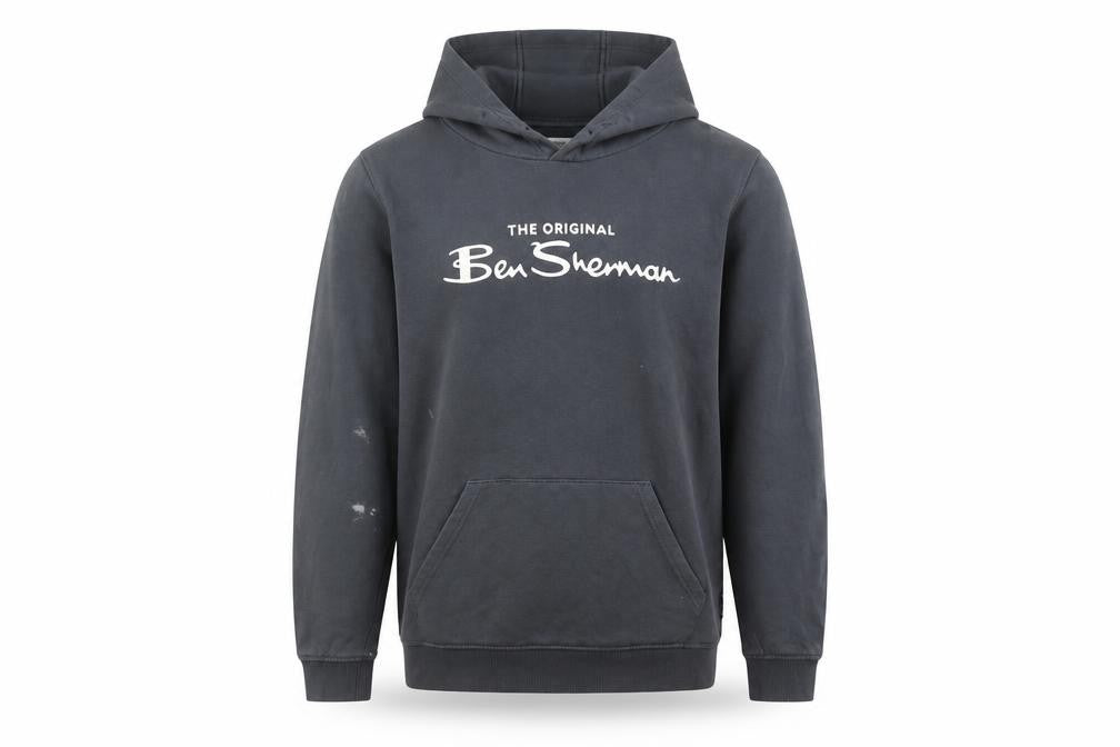Ben Sherman Boys Black Pullover Hoodie 12-13 Years Cotton Logo Design