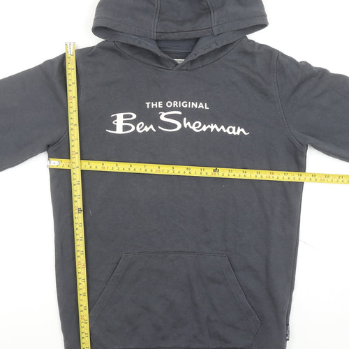 Ben Sherman Boys Black Pullover Hoodie 12-13 Years Cotton Logo Design