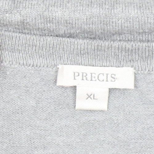 Precis Women's Grey Lace Hem Tunic Top Long Sleeve XL