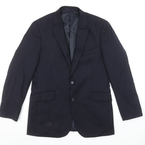 Brook Taverner Men's Navy Blue Wool 38R Two-Button Blazer Jacket
