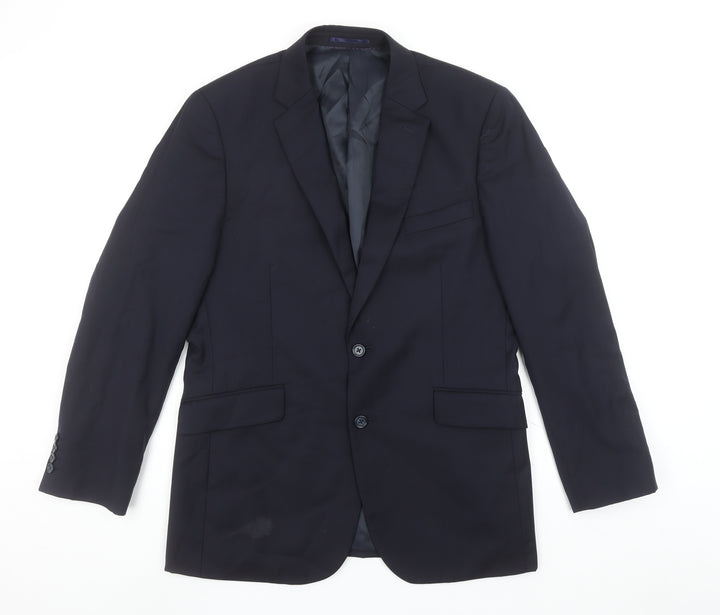 Brook Taverner Men's Navy Blue Wool 38R Two-Button Blazer Jacket