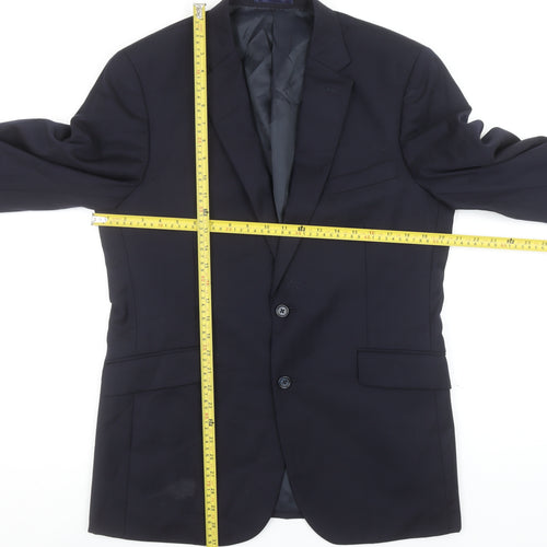 Brook Taverner Men's Navy Blue Wool 38R Two-Button Blazer Jacket