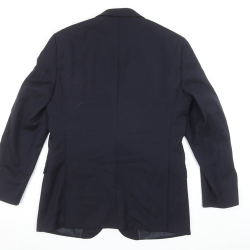 Brook Taverner Men's Navy Blue Wool 38R Two-Button Blazer Jacket