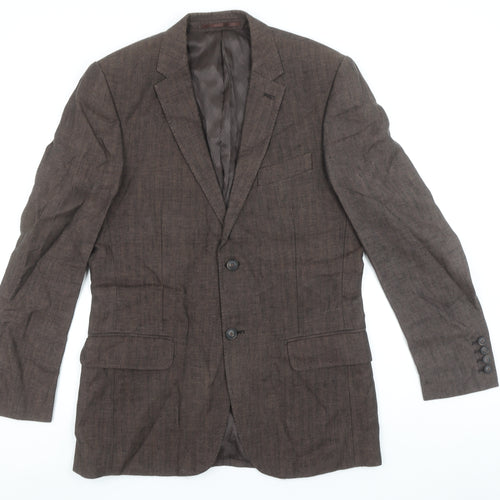 Jeff Banks Men Brown 38R Classic Wool Blend Two Button Blazer