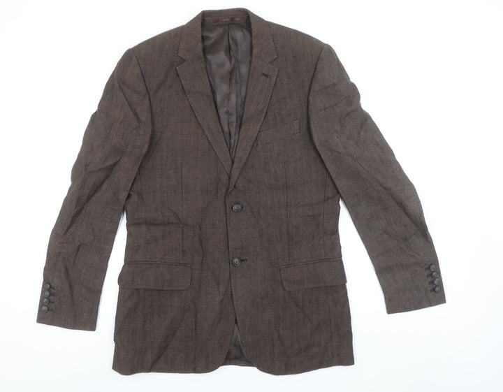 Jeff Banks Men Brown 38R Classic Wool Blend Two Button Blazer