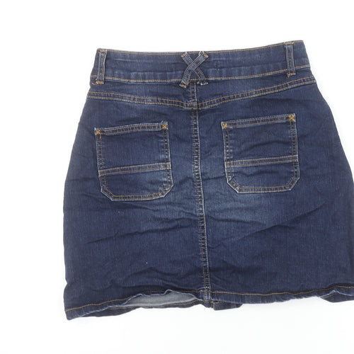 Zara Women Blue Denim Button Front Short Skirt Size 6