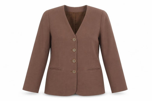 Front view of Hamells Women's Brown, size 12, Single-Breasted Blazer Jacket