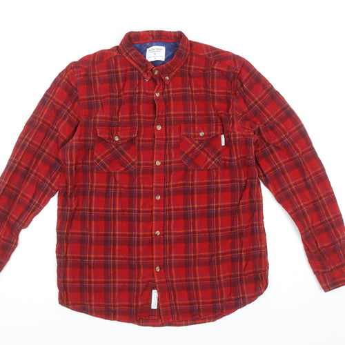 Shore Leave Urban Outfitters Men's Red Plaid Cotton Button-Up Shirt M